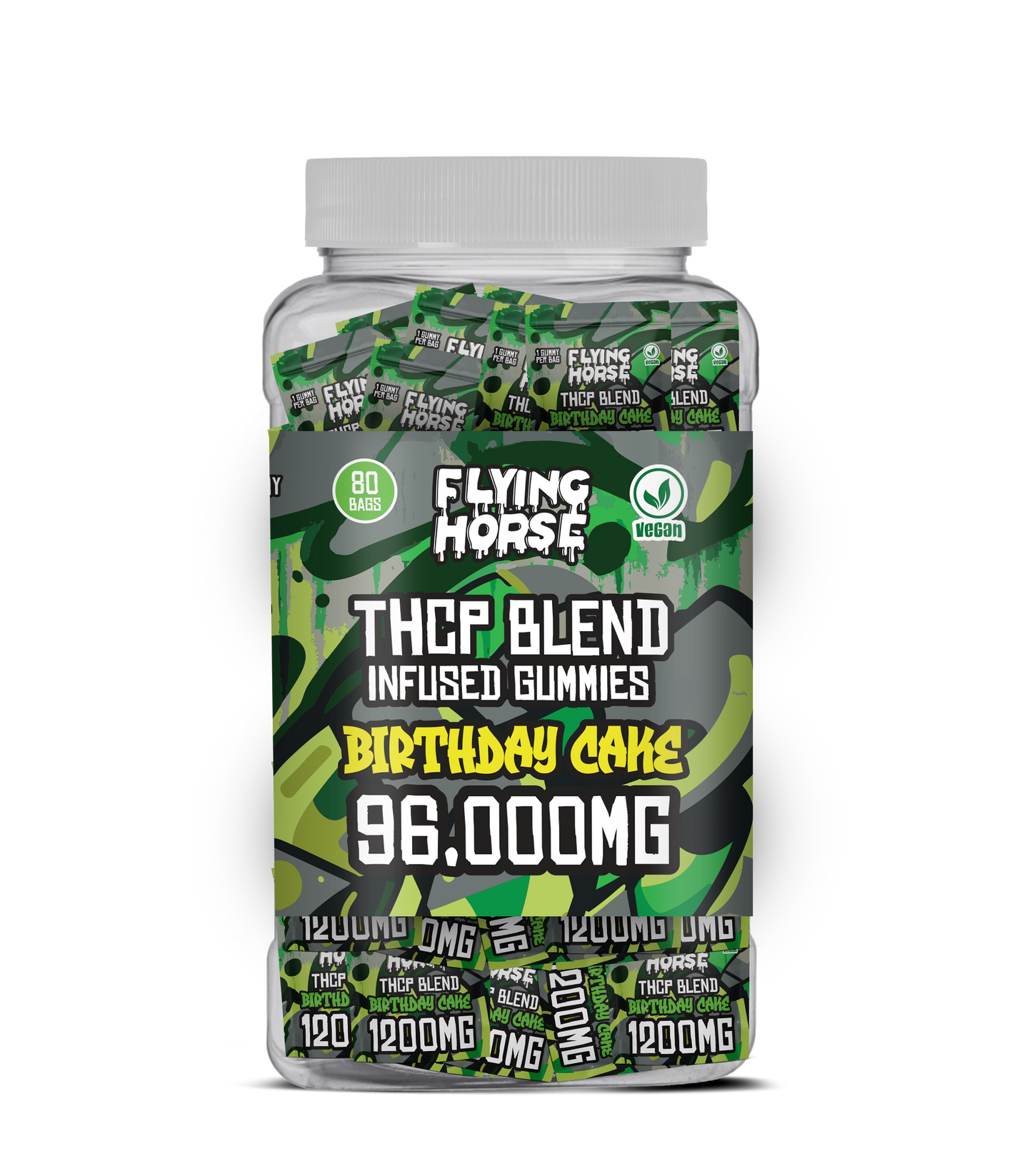 FLYING HORSE THCP BLEND INFUSED GUMMIES 96000MG 80CT/JAR
