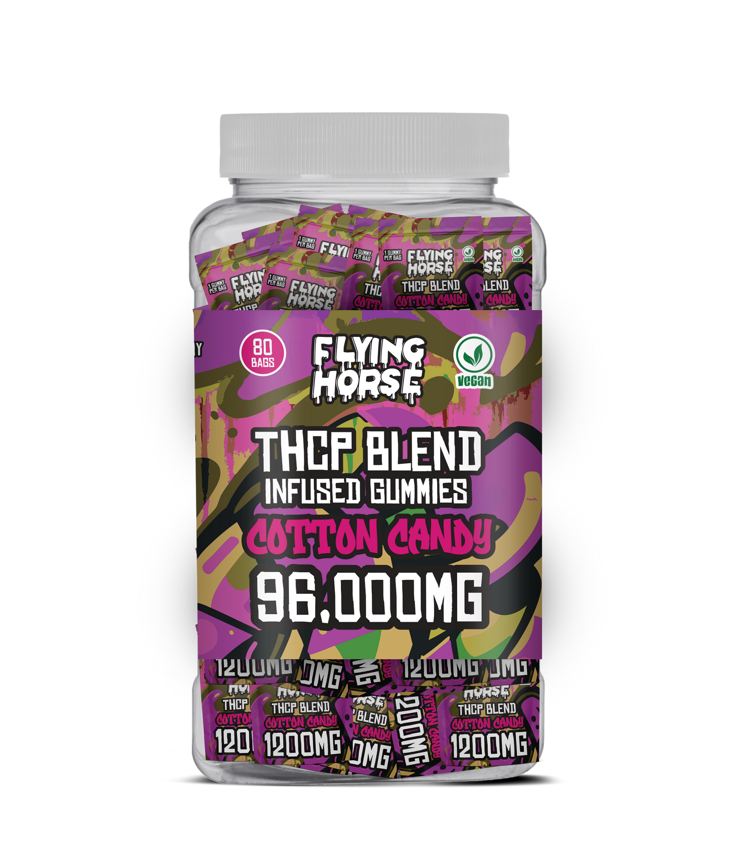 FLYING HORSE THCP BLEND INFUSED GUMMIES 96000MG 80CT/JAR