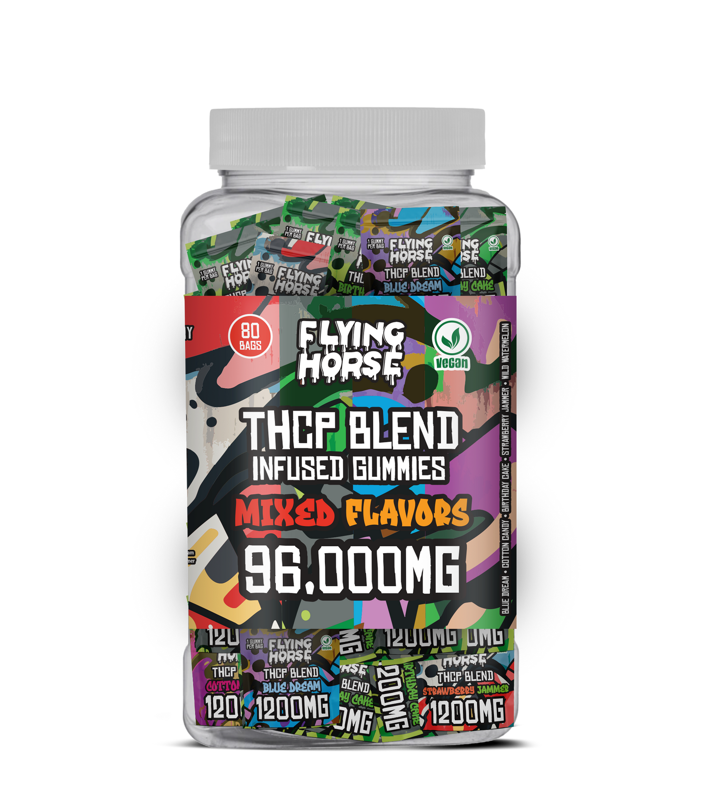 FLYING HORSE THCP BLEND INFUSED GUMMIES 96000MG 80CT/JAR