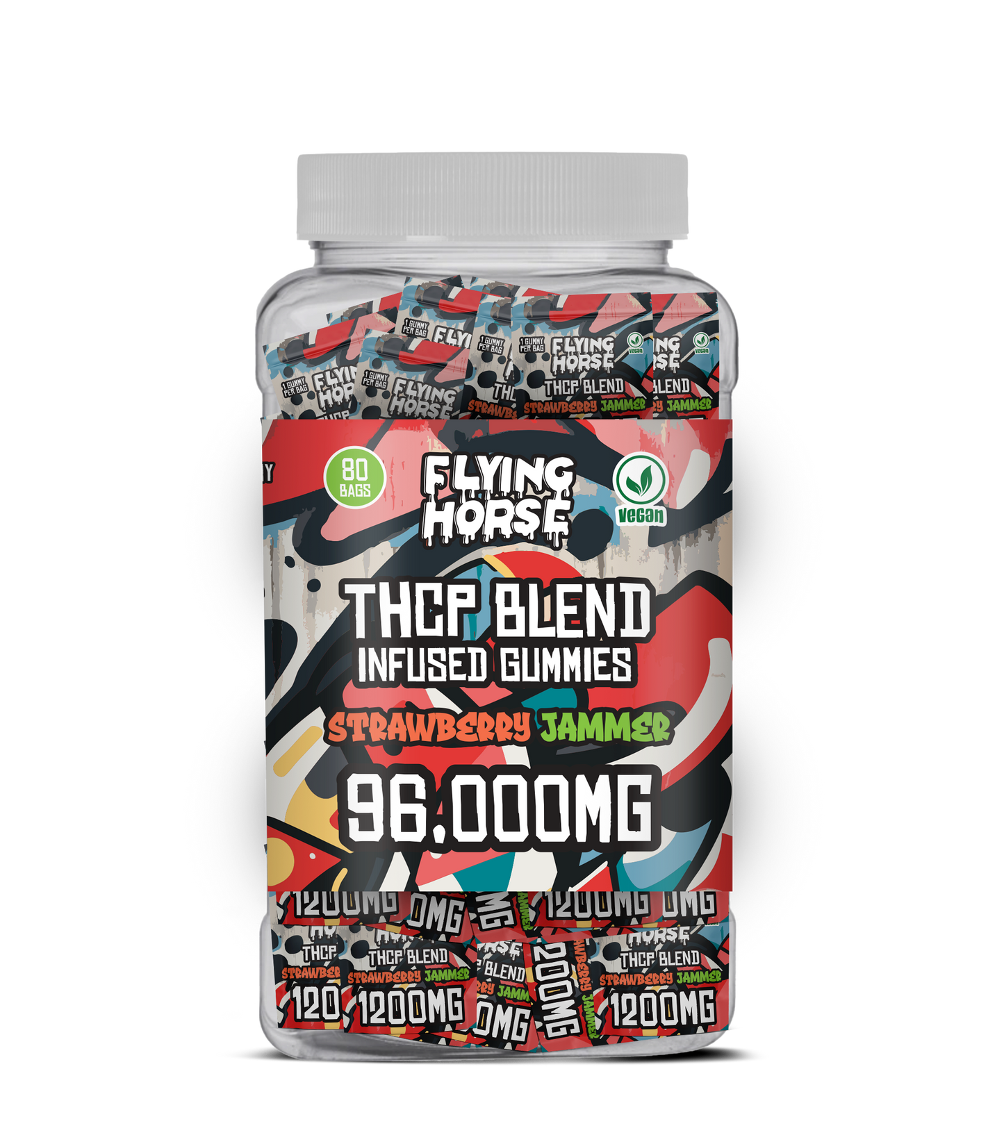 FLYING HORSE THCP BLEND INFUSED GUMMIES 96000MG 80CT/JAR