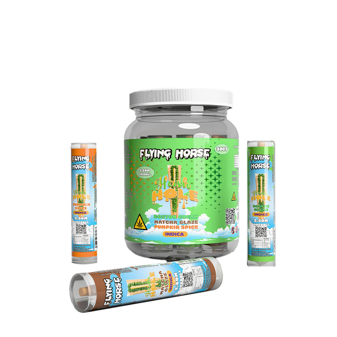 FLYING HORSE HASH HOLE PREROLL 30CT JAR - ASSORTED